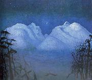 Harald Sohlberg Vinternatt i fjellene oil painting